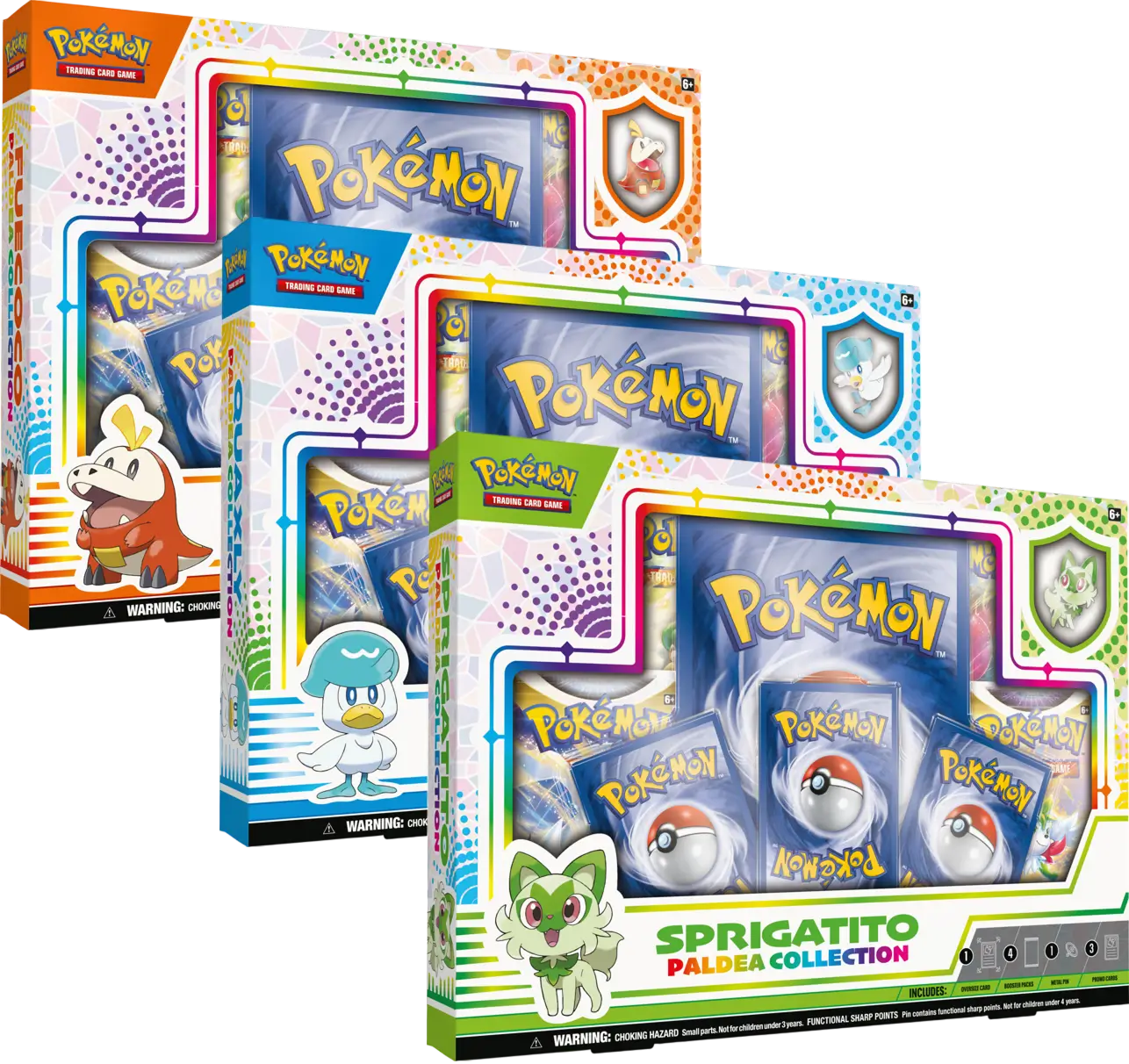 Pokemon Paldea Collection 3-Pack (Sprigatito/Quaxly/Fuecoco) Collectors Box